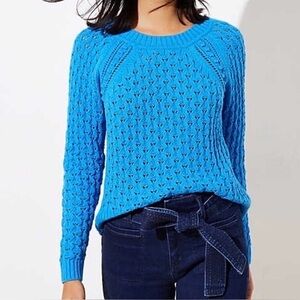 Loft Blue Women's Sweater with Open Knit High Low Size Small It#ie1